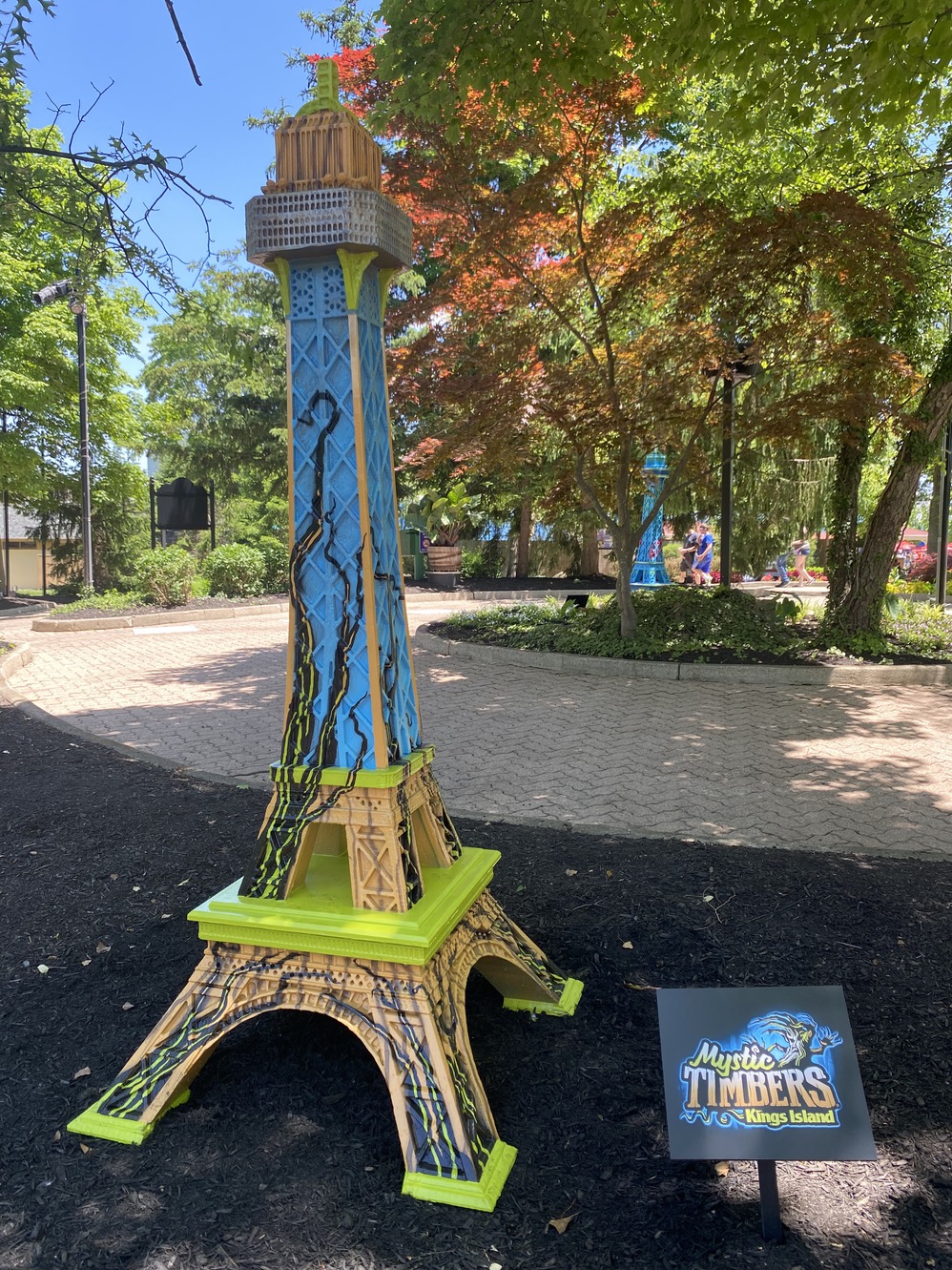 This is the mini Eiffel Tower for the Mystic Timbers roller
      coaster.