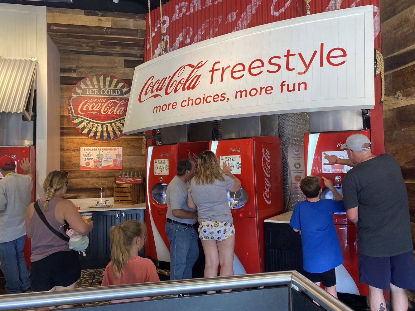 This
      drink stand is really crowded today, all day long.