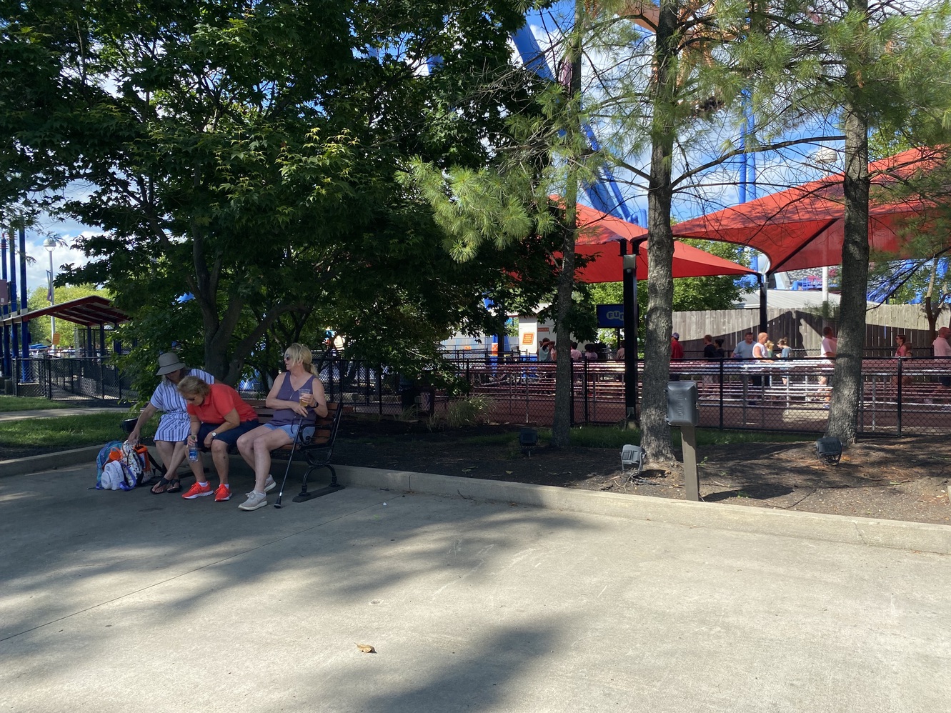 There
      isn't much shady seating at Adventure Port.