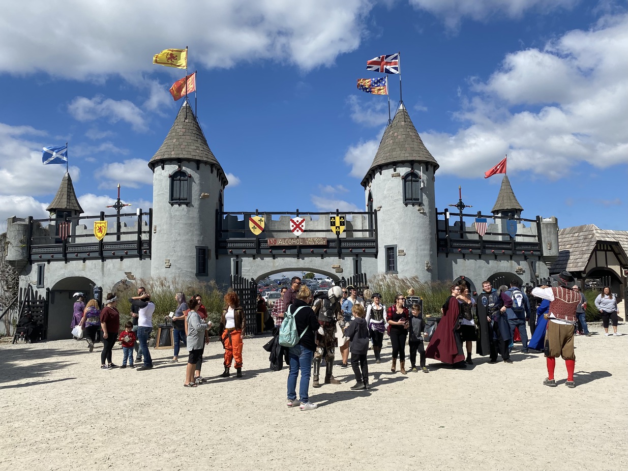 The inside of the front gate.