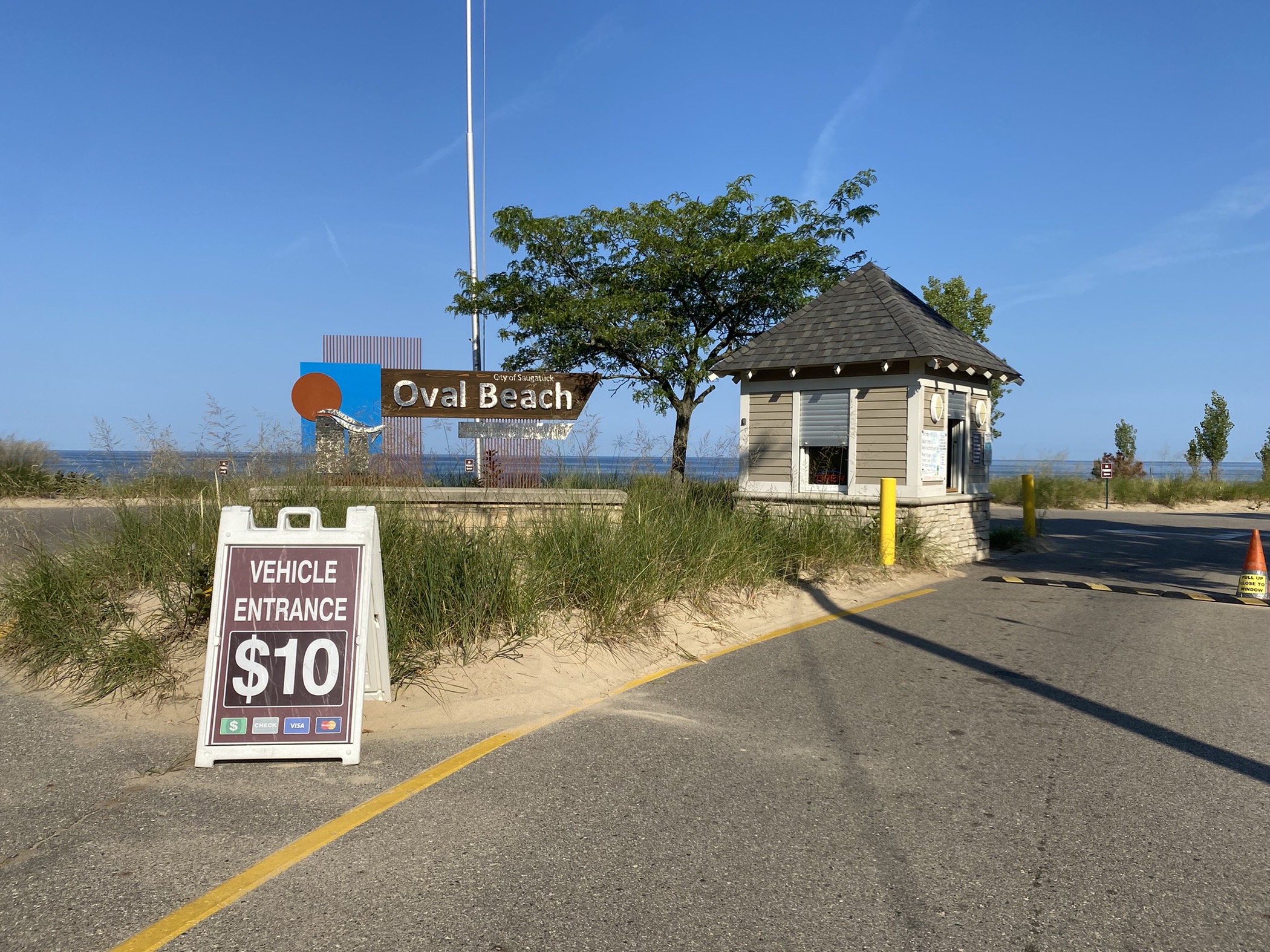 This is the parking attendant booth at Oval Beach.