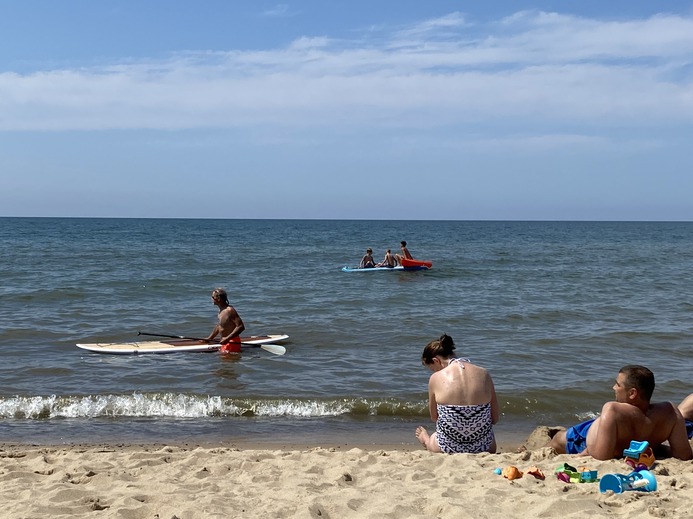 The beach is a great place to sit and watch other people on
      the beach.